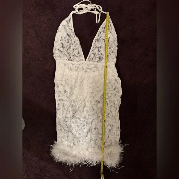 Lace Lingerie Dress with feather detailing - Picture 2 of 5